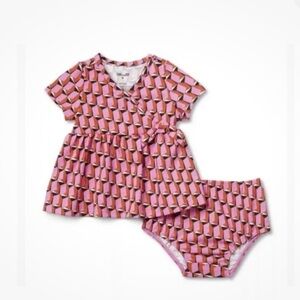 Diane Von Furstenberg for Target Baby Girl Short Sleeve Geo Faux Wrap Dress 0-3M